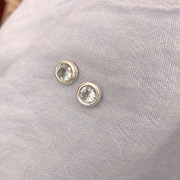 Bezel-Set Blue Topaz Earring, Sterling Silver - Picture 2 of 5